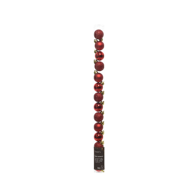 Baubles In Tube Set Of 14 - Shades Of Red 3Cm