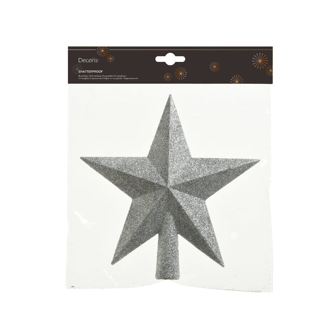 Star Tree Topper Glitter 4.2X19X19Cm - Silver