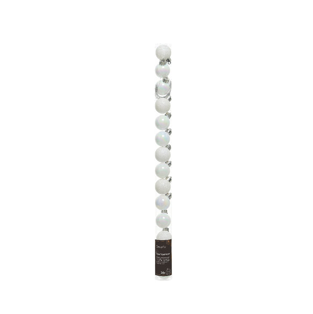 Baubles In Tube Set Of 14 - Shades Of White 3Cm