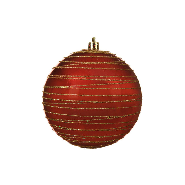 Bauble Shatterproof With Glitter 10Cm - Red