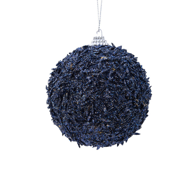 Bauble Foam With Sequins 8Cm - Dark Blue