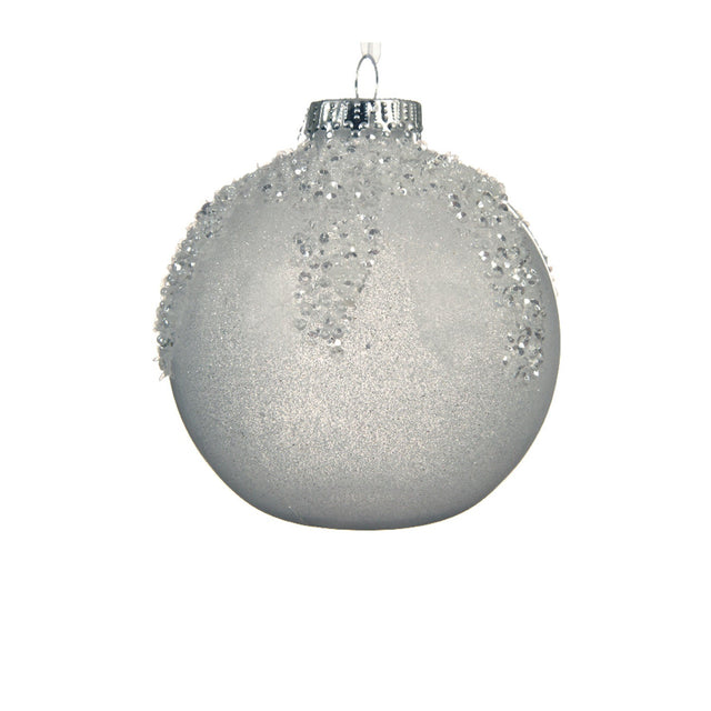 Bauble With Ice Top 10Cm - White