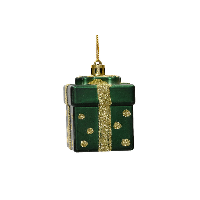 Present With Glitter 5X5X6.8Cm - Green