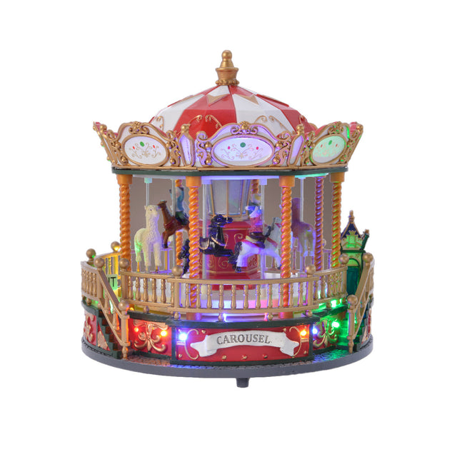 Led Scenery - Carousel With Horses & Lamma's 22.5X22.5X23.5Cm