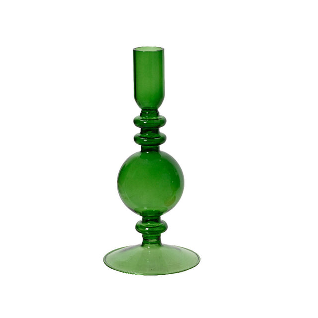 Glass Candleholder 8.5X19Cm - Green