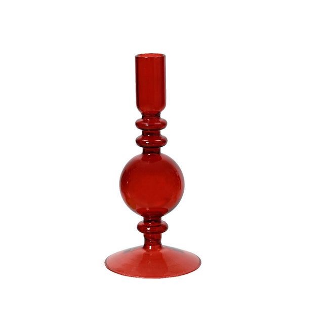 Glass Candleholder 8.5X19Cm - Red