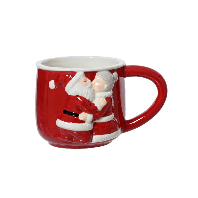 Mug With Santa & Mrs Clause 14X9X8.5Cm - Red