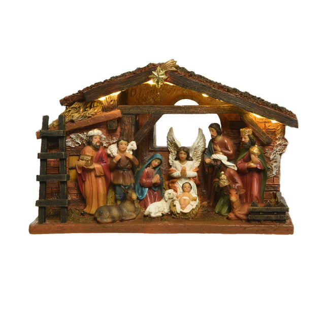 Polyresin Nativity Set In Manger 24.3X7.7X15Cm