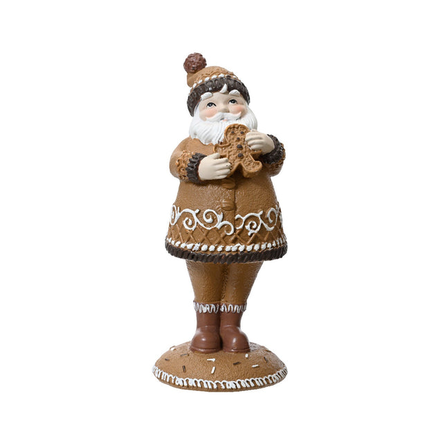 Polyresin Gingerbread Santa With Gingerbread Cookie 6.5X7X15Cm