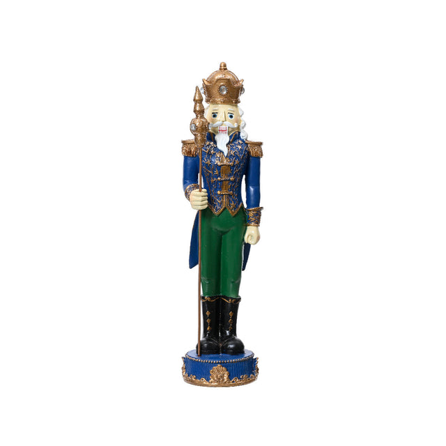 Polyresin Nutcracker With Staff 15.9X15.8X60.2Cm - Green & Blue