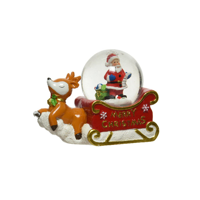 Snowglobe With Reindeer 4.5X8.7X6.7Cm - Santa With Bag Of Toys