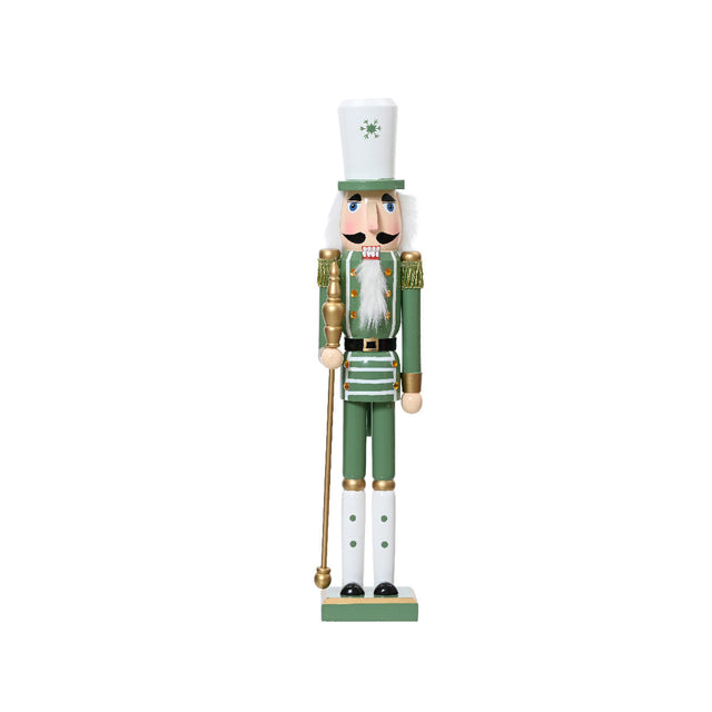 Green & White Wood Nutcracker 10X9X50Cm