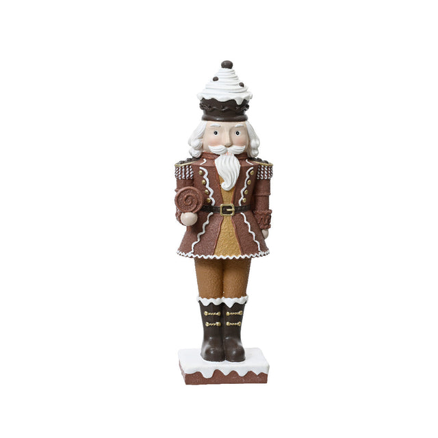 Polyresin Gingerbread Nutcracker With Lolly 10X8.2X30Cm