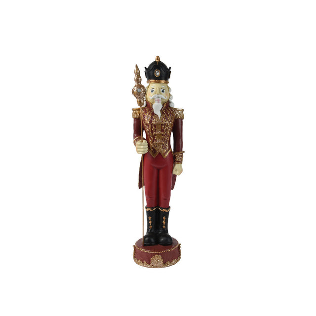 Polyresin Nutcracker With Staff 10X10X38.4Cm - Red & Gold