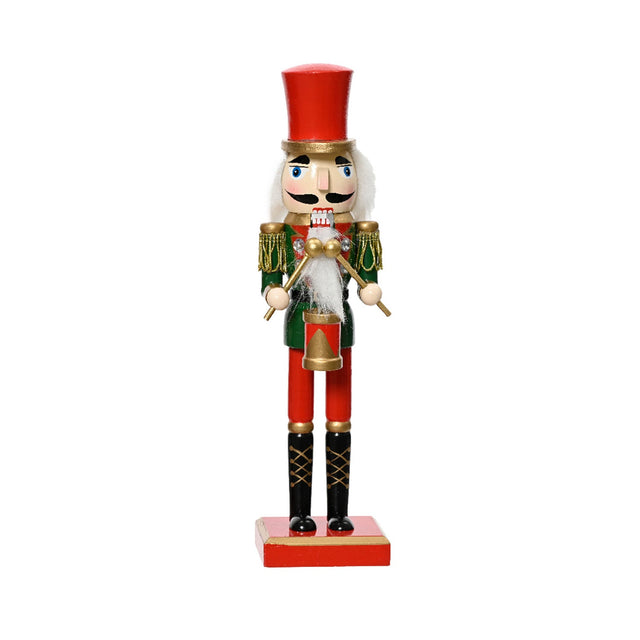 Wood Nutcracker With Drums & Red Hat 8X7X38Cm