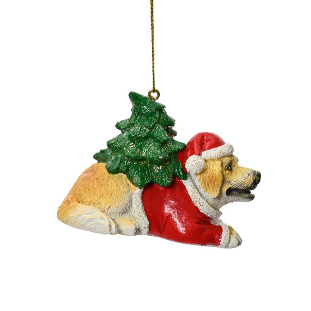 Polyresin Dog 4.3X5.5X8.1Cm - With Xmas Tree On Back