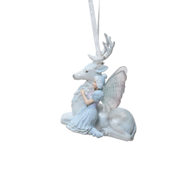 Polyresin Fairy With Reindeer 7.4X5X9.8Cm