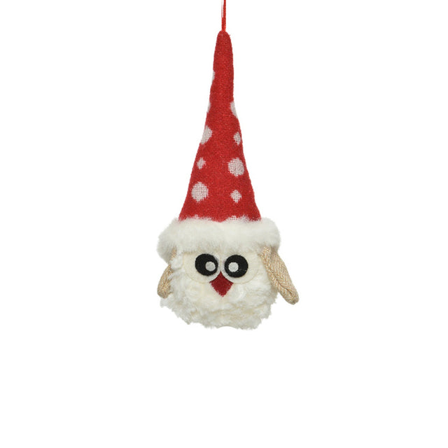 Polyester Owl With Xmas Hat 10X5.5X14Cm