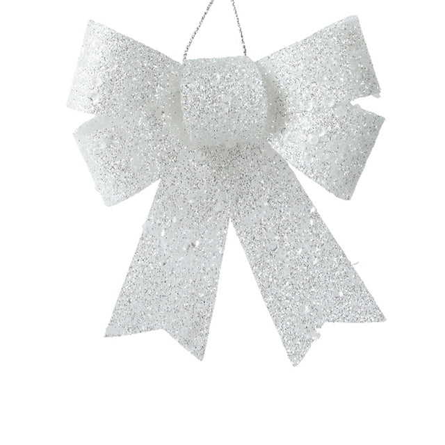 Plastic   Glitter Bow 11.5X10.5X2.5Cm - White