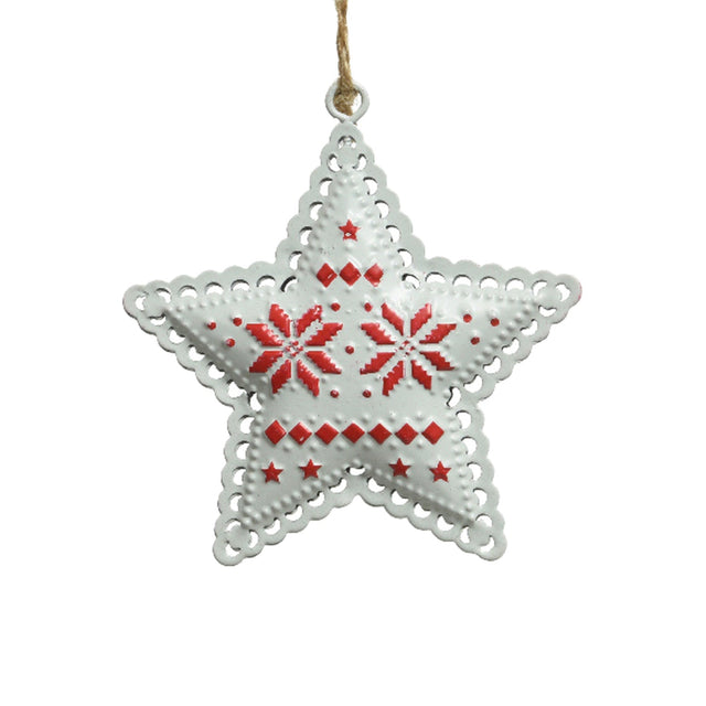 Iron Star Bauble 9X1Cm - White