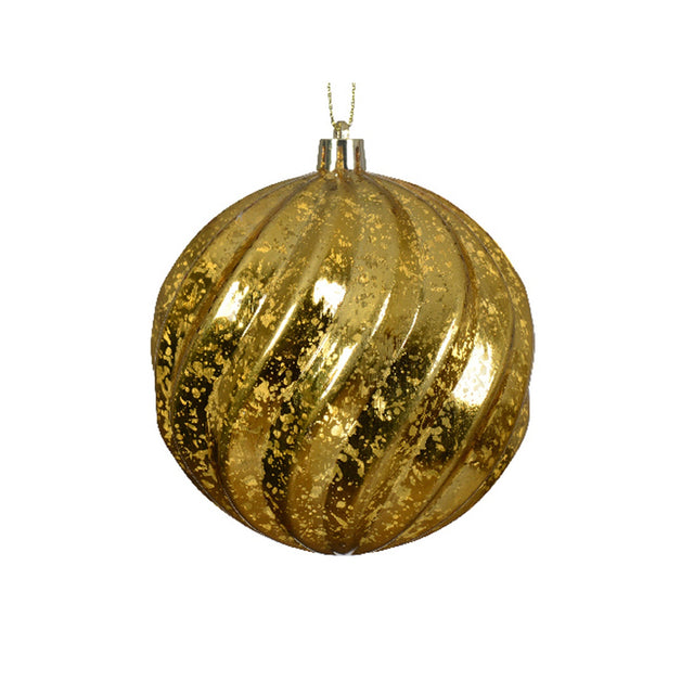 Baubles With Swirl Design 10Cm - Gold