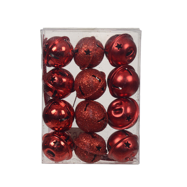 Iron Bells Bauble Set Of 12 3Cm - Red