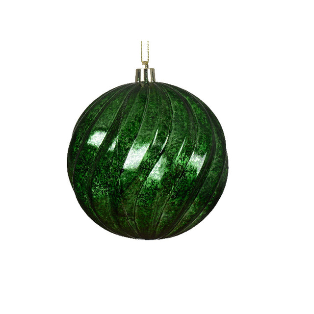 Baubles With Swirl Design 10Cm - Green