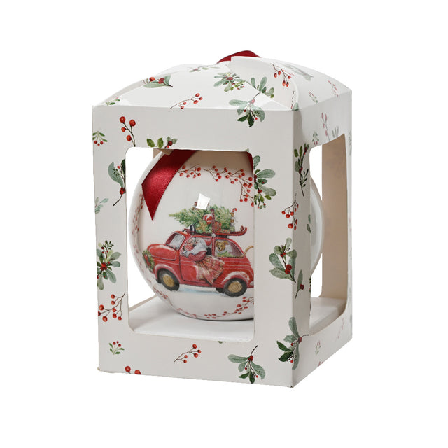 Polyfoam Bauble With Car 10.5Cm