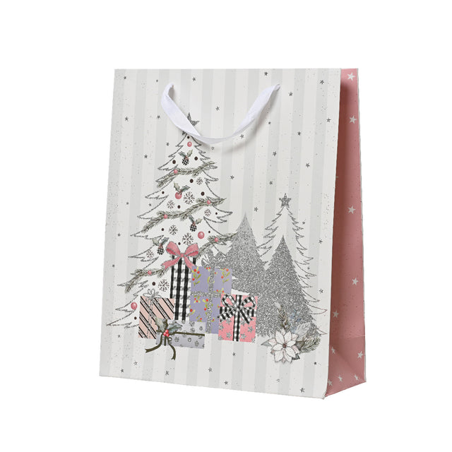 Paper Giftbag With Trees & Presents 10X26X32Cm