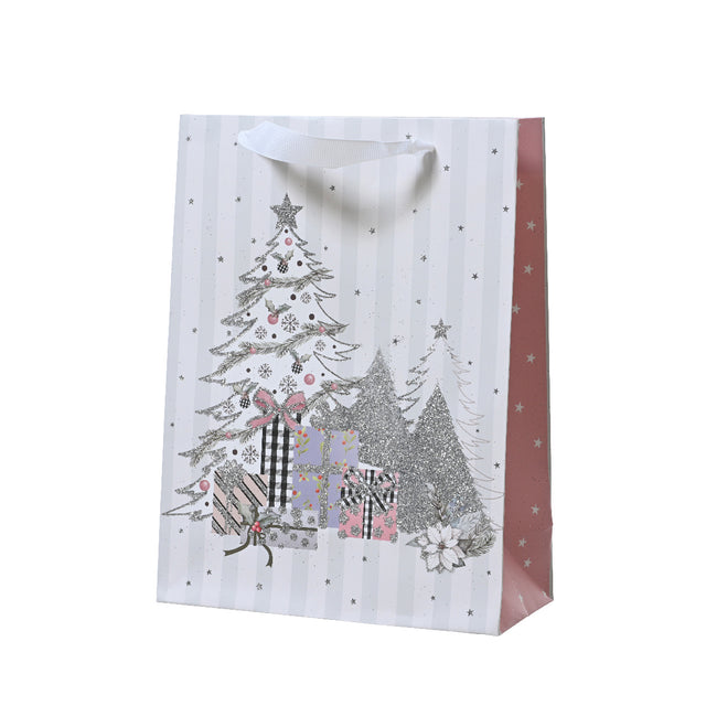 Paper Giftbag With Trees & Presents 8X18X24Cm