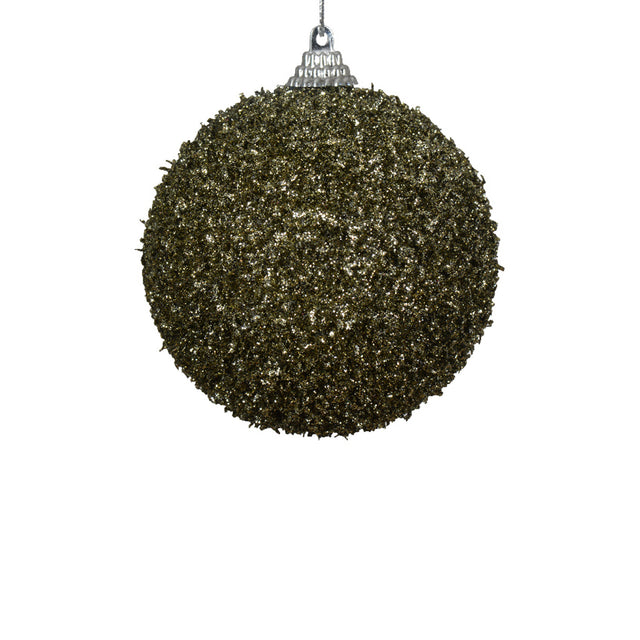 Foam Bauble With Sequins 8Cm - Rosemary Green