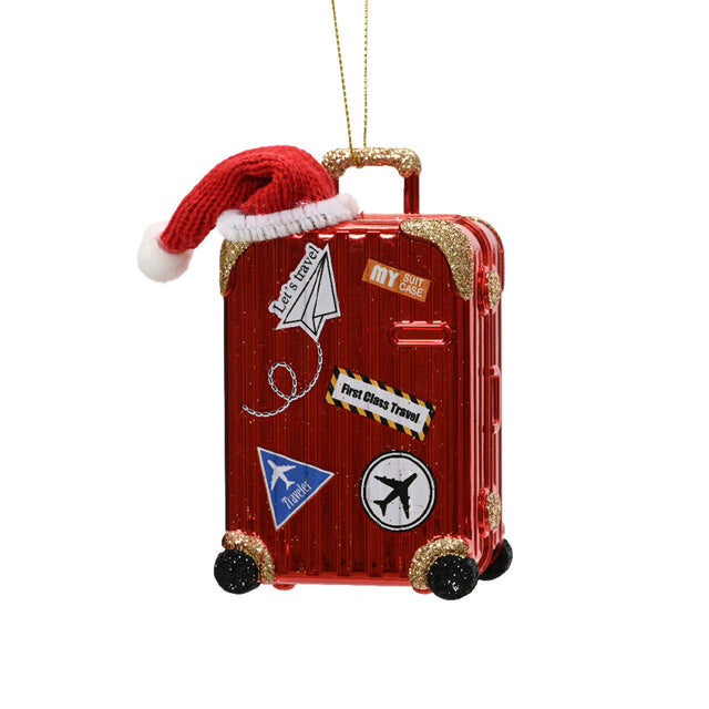 Polystyrene Suitcase With Hat 6.7X4.4X10.9Cm - Red