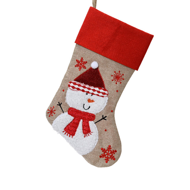 Polyester Stocking With Snowflakes 0.5X25X40Cm Snowman