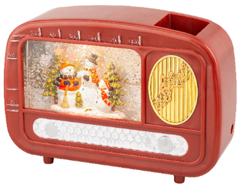 Led Water Spinner Radio With Snowman 6.3X22X15.5Cm