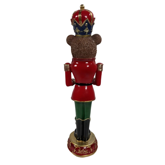 Teddy Bear Nutcracker Red And Blue Crown 12.5x12x43.3cm