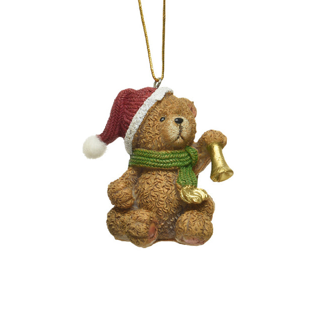 Polyresin Bear With Gold Bell 6X4.7X4.4Cm