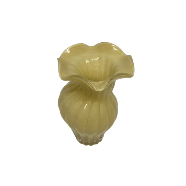 Yellow Glass Ruffled Vase 12.5x20cm