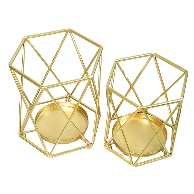 Geometric Candle Holder Medium - Gold