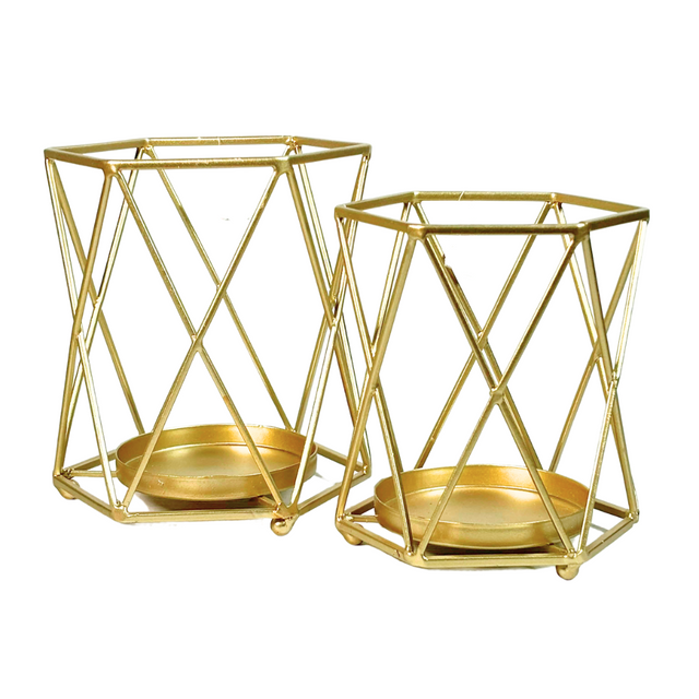 Geometric Candle Holder Large - Gold