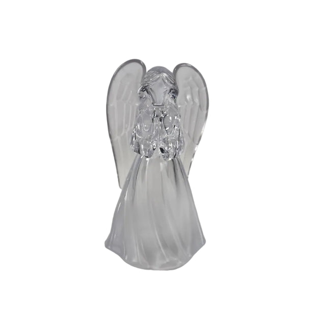 Angel, acrylic, warm white LED 6x5.5x11cm praying - clear wings