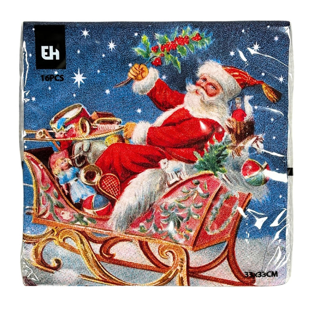 Napkins, Paper 16Pcs, 33x33cm, With Sleigh