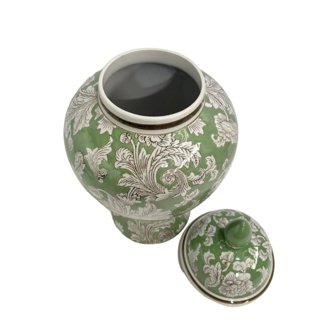 Green And White Chinoiserie Ginger Jar 27x27x51cm