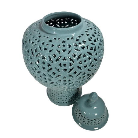 Ginger jar lattice turquoise 33x33x60cm