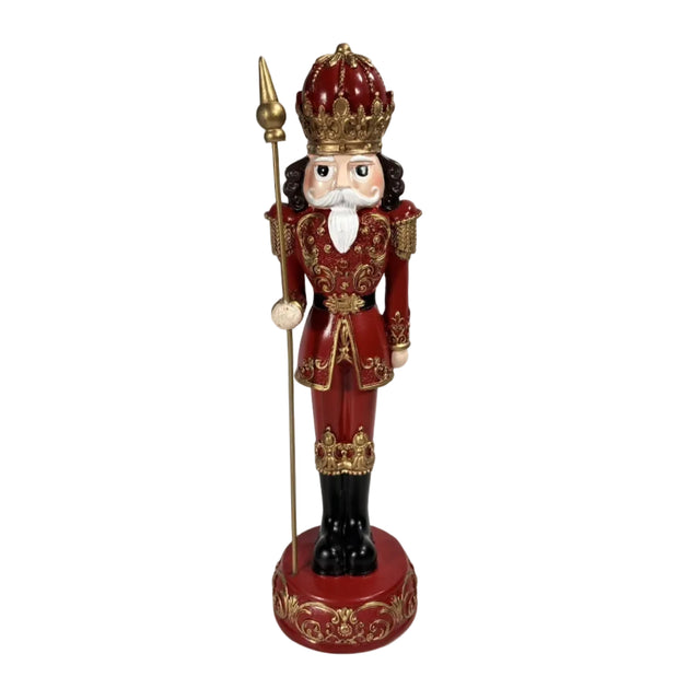 Red nutcracker with staff 34cm