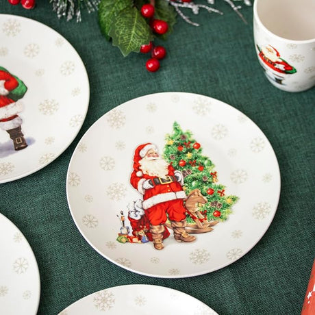 Plate coupe shape porcelain 20.5cm - Santa with tree