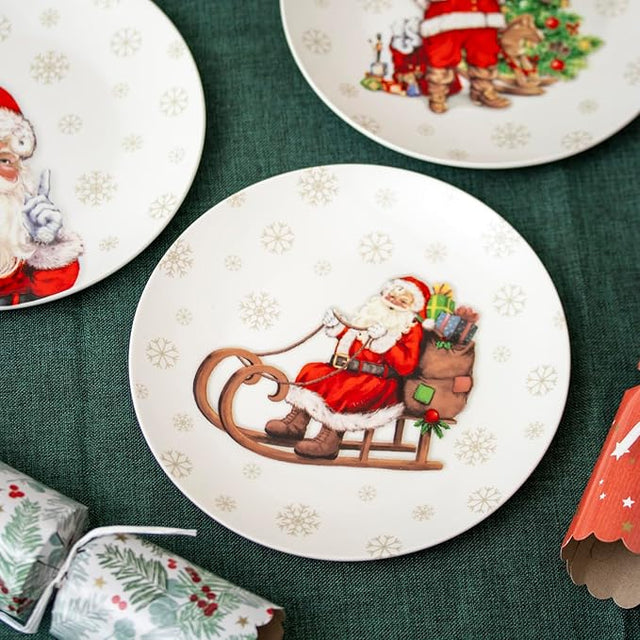 Plate coupe shape porcelain 26.5cm - Santa with slay