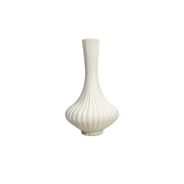 White Fluted Ceramic Vase 12x20cm