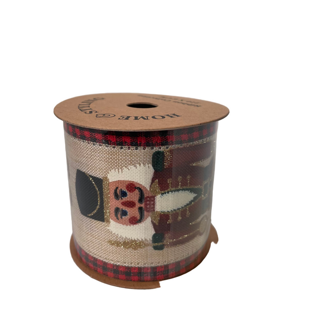 (747000050-1)RIBBON POLYESTER,  270 X6.3CM, NUTCRACKERS - RED