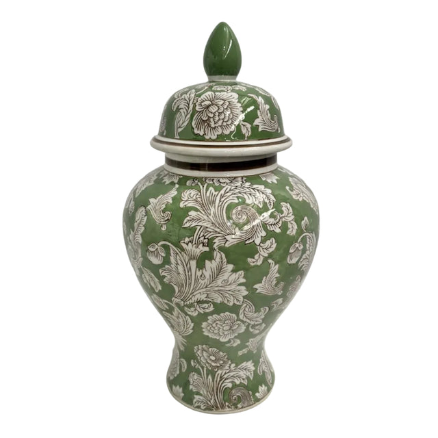 Green And White Chinoiserie Ginger Jar 27x27x51cm