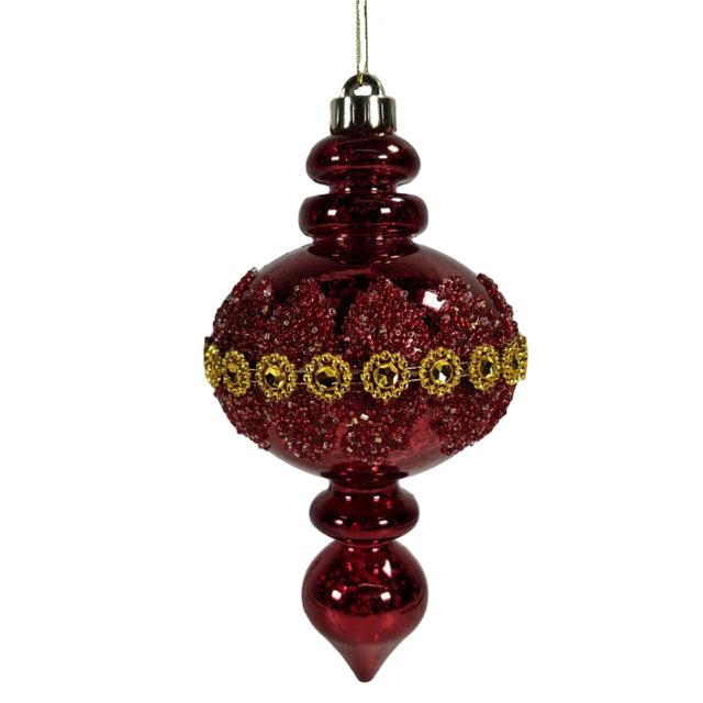 Burgundy shiny plastic ornament with design 11x11x23cm
